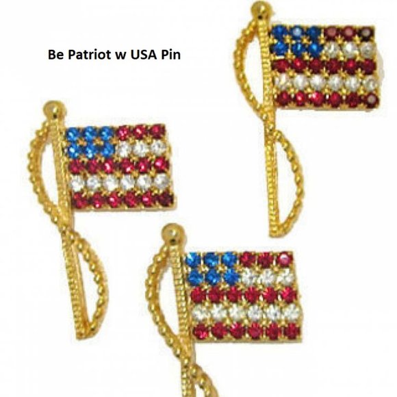 USA Jewelry - NWT pin be a patriot rhinestone brooch